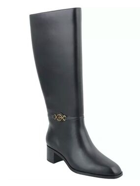 Giani Bernini Women's Wide Calf Shayyla Block Heel Knee High Boots Black Sz 9